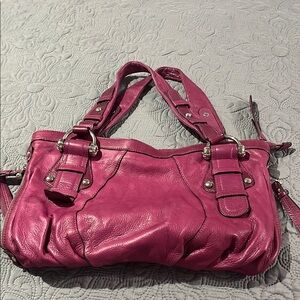 B. Makowsky Fuchsia Leather Shoulder Bag